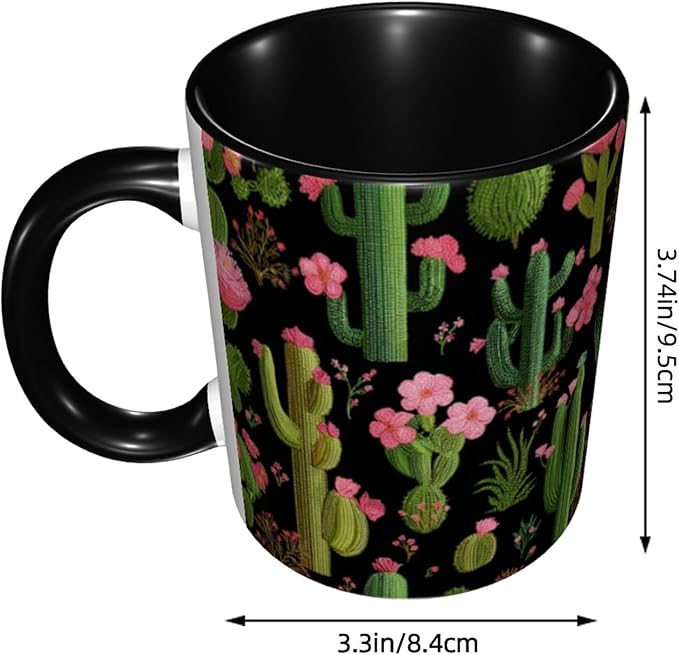 Yrebyou Cactus Coffee Mug Funny Tea Cup Ceramic Mugs 11OZ with Handle Gifts for Women Men Home Office Decor
