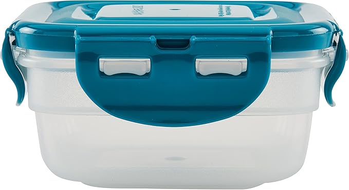 Rachael Ray Leak-Proof Stacking Container Food Storage Bin Set, 20-Piece, Clear with Teal Lids