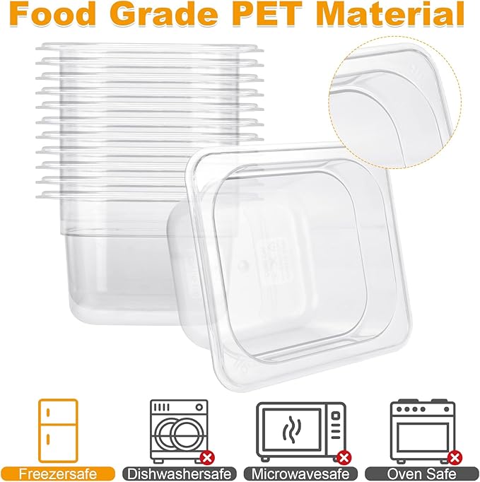 10 Pack 1/6 Size Plastic Clear Food Pan, 4 Inch Deep Polycarbonate Pan, Stackable Restaurant Commercial Hotel Pans for Fruit Vegetable Corns - 1.58 Quart Capacity