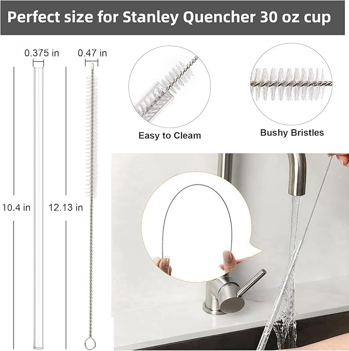 Straws for Stanley 30 oz Cup, Replacement Straw and Straw Topper for Stanley Cup 30oz, Spill Proof Straw Stopper, 6 Reusable Straws Leakproof Straw Cap Accessories for Stanley Cup, Clear