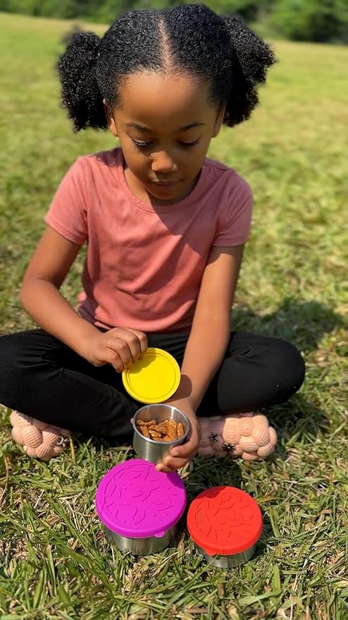 TAVVA 4 X 3 oz Stainless Steel Containers with Lids - Leakproof w/Silicone Lids - BPA Free - Dishwasher & Freezer Safe - Portable & Reusable - Small Snack Cups Dressing Containers