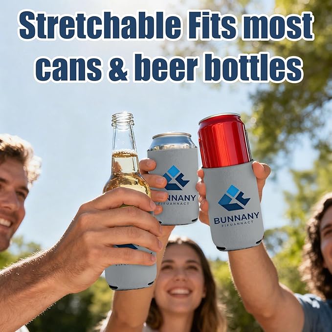 20 Pack Custom Can Coolers - Bulk Personalized Neoprene Beer Sleeves with Logo Text Photo Insulated Drink Holders for Weddings Parties Events