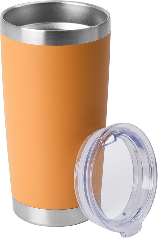 HASLE OUTFITTERS 20oz Stainless Steel Tumblers Bulk, Insulated Travel Cup with Lid, Double Wall Vacuum Coffee Mug for Cold & Hot Drinks 1 Pack, Orange