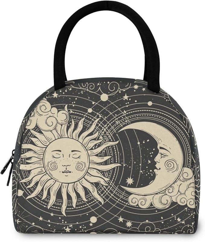 Tarot Boho Moon Lunch Bag for Women Men Reusable Insulated Lunch Tote Bag for Office Work School Picnic Hiking