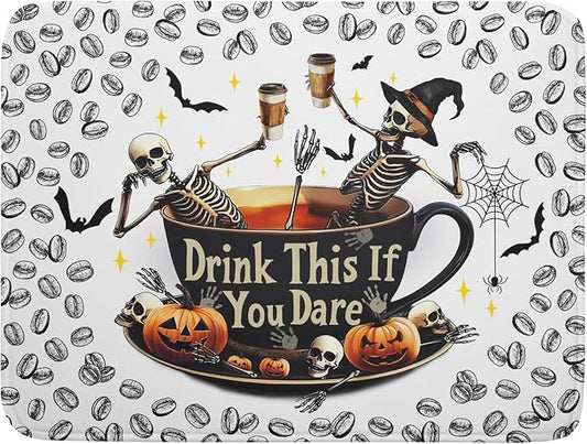 Skull Dead Coffee Mat Funny Dish Drying Pad for Kitchen Counter Absorbent Coffee Bar Accessories 18 X 24 Inch