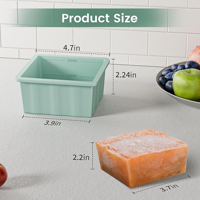 Silicone Freezer Tray for Soup Ice Cubes: 2-Cup Freezing Trays with Lid for Meal Prep - 4Pack Silicon Soup Portion Freeze Tray Make Stock Souped Ice Cube