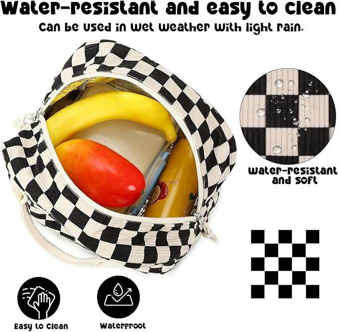 Bluboon Lunch Bag for Women Men Cute Corduroy Lunch Tote Bags Reusable Insulated Lunch Box Large Capacity Reusable Insulated Cooler for Work Picnic or Travel