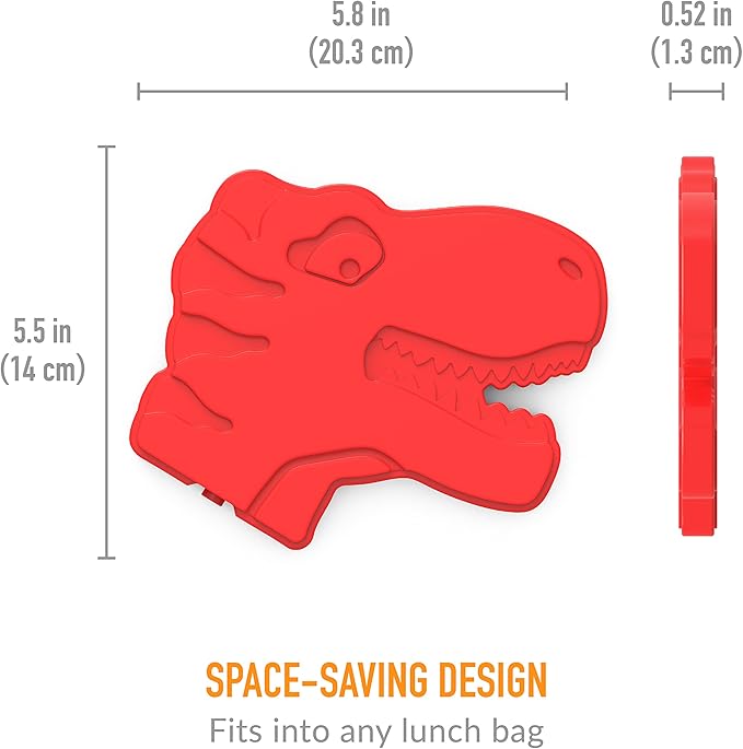 Bentgo Buddies Reusable Slim Ice Packs for Lunch Boxes, Lunch Bags, and Coolers - Multicolored 4-Pack (Dinosaur)