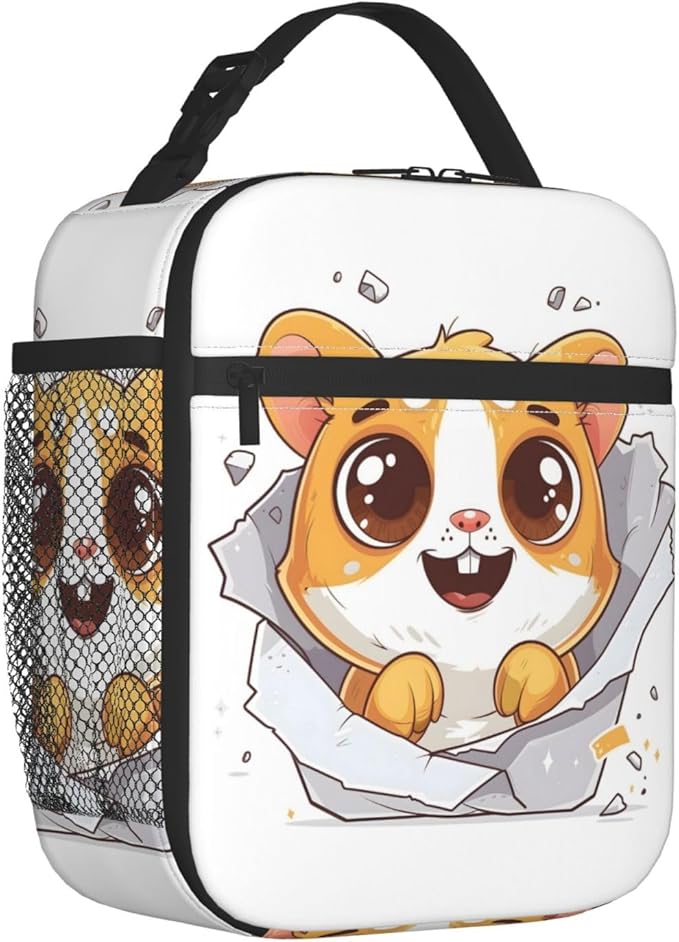 Cheerful Hamster Lunch Box for Women Men, Insulated Lunch Box, Reusable Lunch Bag for Office, Work, Picnic, Travel