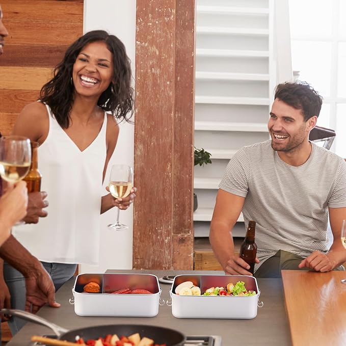 Umigy 4 Pcs Stainless Steel Food Containers 550/850/1400/2400 ml Metal Bento Lunch Box Stainless Steel Food Storage Containers, Lockable Clips to Leak Proof, Reusable Dishwasher Snack Boxes for Work