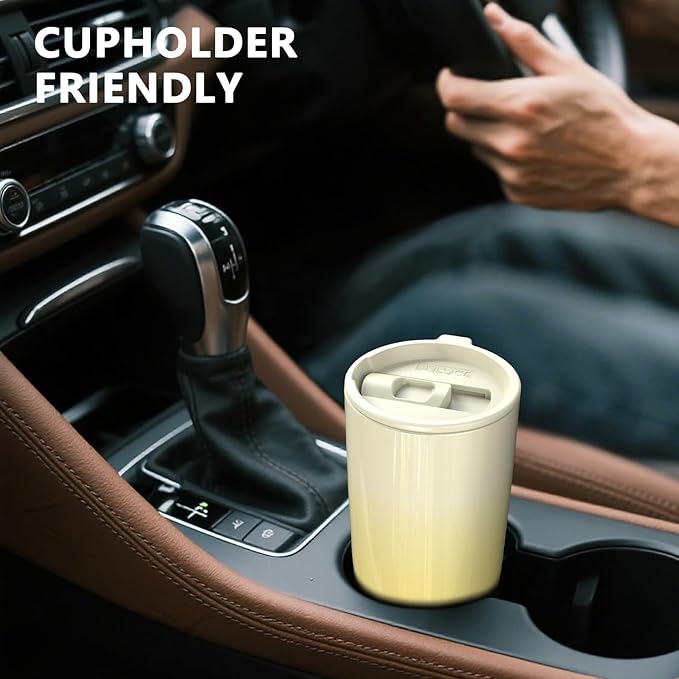 TILUCK 20 oz Tumbler with Leak-Proof Lid, Vacuum Insulated Stainless Steel Coffee Mug, Double-Walled Travel Tumbler for Hot and Cold Drinks(Lemon, 20oz)