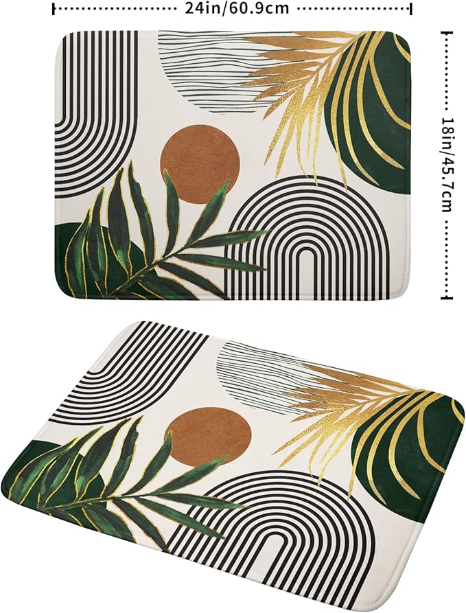 Boho Leaves Dish Drying Mat 18x24 inch Mid Century Absorbent Drainer Rack Mats Fast Dry Bottles Dish Dry Pad Protector Kitchen Accessories