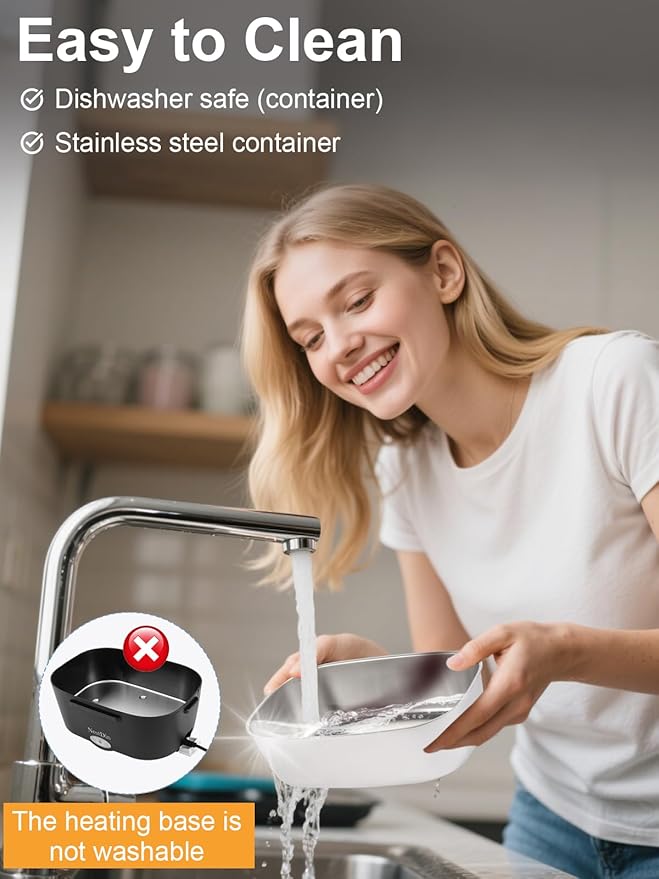 80W Electric Lunch Box for Adults, Portable Heated Lunch Box for Men, 1.5L Food Warmer Lunchbox for Car/Truck/Office, 12V/24V/110V Leak-Proof, Dishwasher-Safe with Insulated Bag(Matte Black)