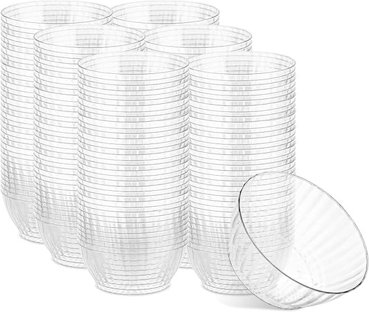 PLASTICPRO 240 Pack Crystal Like Clear Disposable Plastic Plates Dinner Plates 6 ounce Bowls for Special Occasions Parties