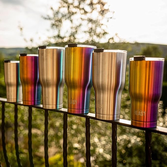 Beast 40 oz Tumbler Stainless Steel Vacuum Insulated Coffee Ice Cup Double Wall Travel Flask (Rainbow)