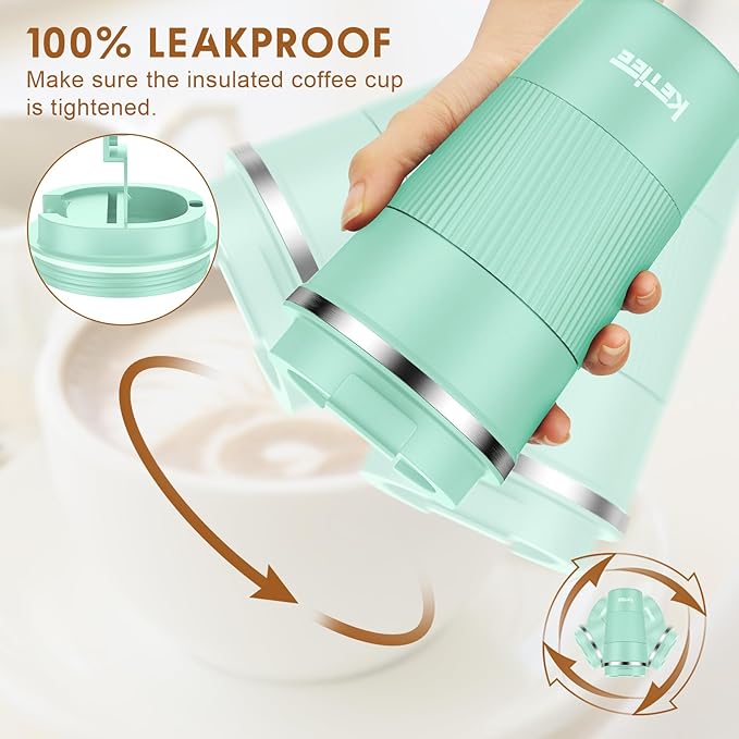 KETIEE 12oz Coffee Mug: Vacuum Insulated Coffee Cup with Leakproof Lid, Travel Coffee Mug Stainless Steel Double Walled Reusable Coffee Cup for Hot and Cold Water Coffee