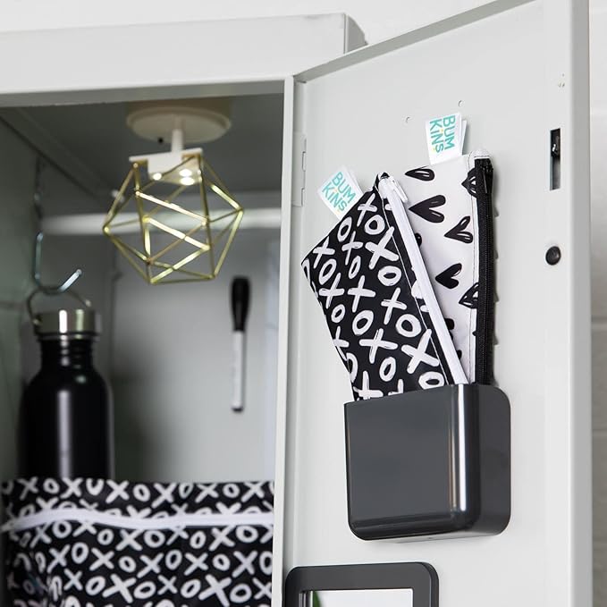 Bumkins Reusable Snack Bags, for Kids School Lunch and for Adults Portion, Washable Fabric, Waterproof Cloth Zip Bag, Supplies Travel Pouch, Food-Safe, 2-pk Hearts and XOXO