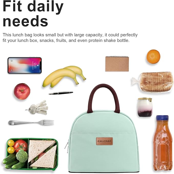 BALORAY Lunch Bag for Women Men Insulated Lunch Box for Adult Reusable Lunch Tote Bag for Work, Picnic or Travel (Mint Green)