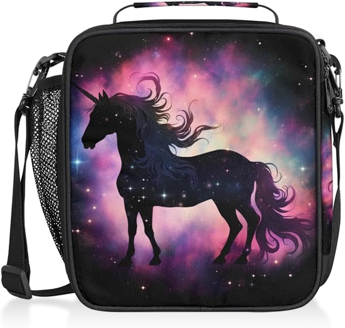 Rainbow Galaxy Animal Unicorn Lunch Bag Box for Kids Boys Girls Insulated Lunch Tote Bag with Adjustable Shoulder Strap Reusable Waterproof Thermal Cooler Bag for School Work Picnic Women Men