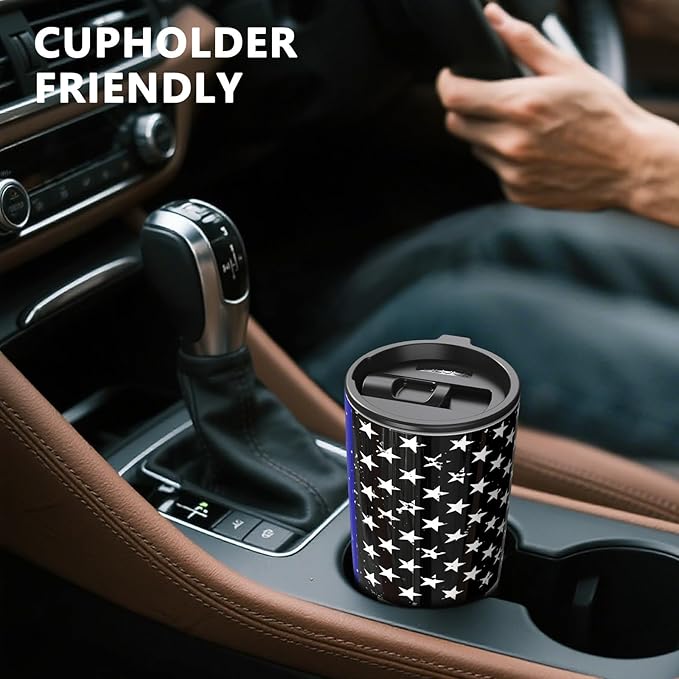 TILUCK 20 oz Tumbler with Leak-Proof Lid, Vacuum Insulated Stainless Steel Coffee Mug, Double-Walled Travel Tumbler for Hot and Cold Drinks(BlackFlag, 20oz)