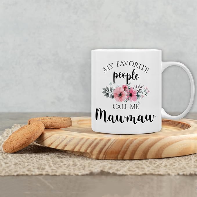 QASHWEY Mawmaw Coffee Mug, Mawmaw Gifts for Grandma, MawmawGifts from Grandkids, Mothers Day Mug Tea Cup Gifts for MamawGrandma, My Favorite People Call Me MawmawCoffee Cup Ceramic 11oz