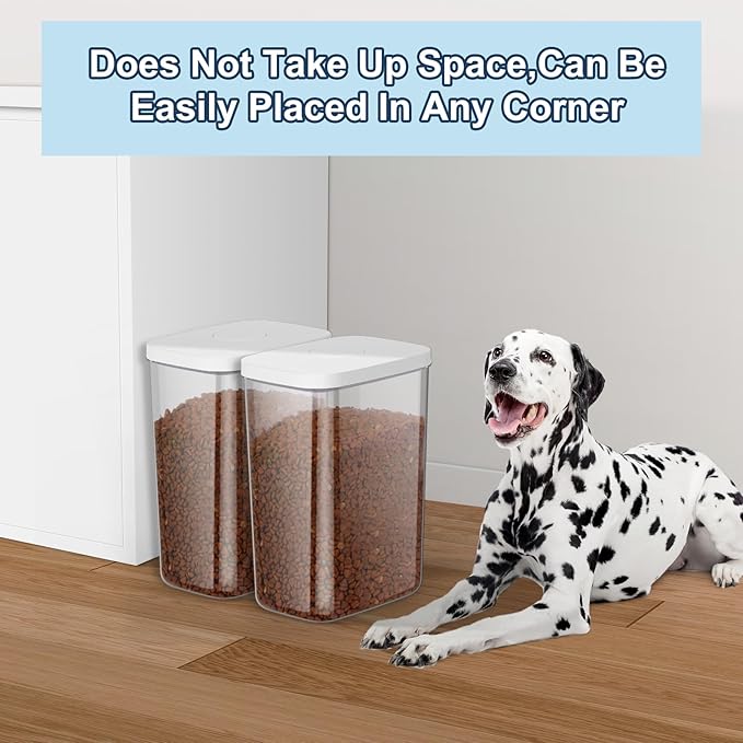 5-8 Lbs/6Qt Airtight Dog Cat Food Storage Container and Pet Storage Bin BPA-Free, PET Clear Stackable Dog Treat Containers Measuring Scoop Suitable for Dogs Food, Cats Food and Other Dry-1Pack
