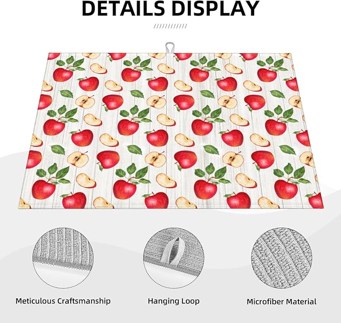 Apple Orchard Wood Grain Dish Drying Mat 18x24 For Kitchen Counter Absorbent Microfiber Dishes Pad Dish Drainer Rack Mats Fast Dry Kitchen Accessories
