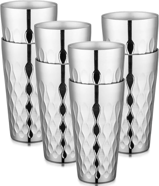 Beasea Stainless Steel Cups 19 oz, 8 Pack Large 18.6oz 550ml Stainless Steel Drinking Cups Tumbler Stackable Double Wall Insulated Individual Metal Pint Glasses Tin for Home Party Camping