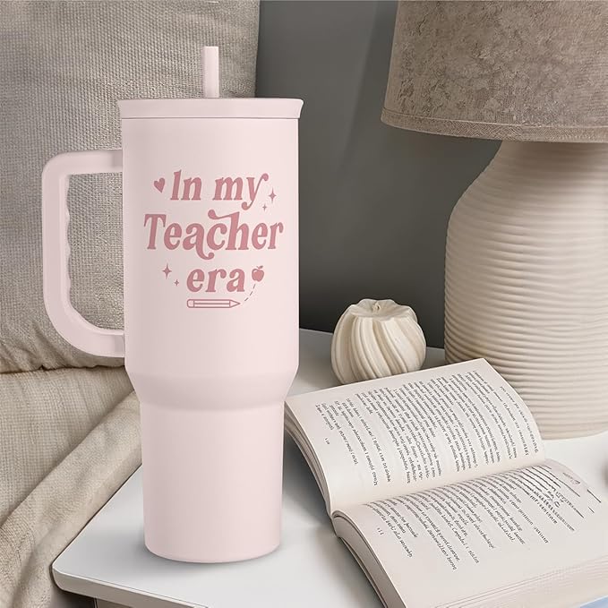 Teacher Gift – Stainless Steel Insulated Tumbler with Handle - Cool Teacher Club Travel Coffee Mug Cup for Women Back to School Birthday Christmas Teacher's Appreciation, 40oz