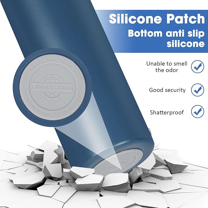 24 oz Insulated Water Bottle with Straw, Stainless Steel Double Wall Vacuum Thermos with Straw Lid Leak Proof, Wide Mouth Lid, Keep Cold and Hot