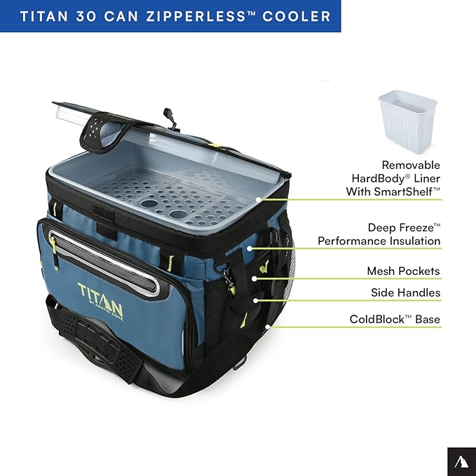 Titan by Arctic Zone Deep Freeze Cooler - Zipperless Hardbody Cooler - Deep Freeze Insulation, HardBody Liner, and SmartShelf