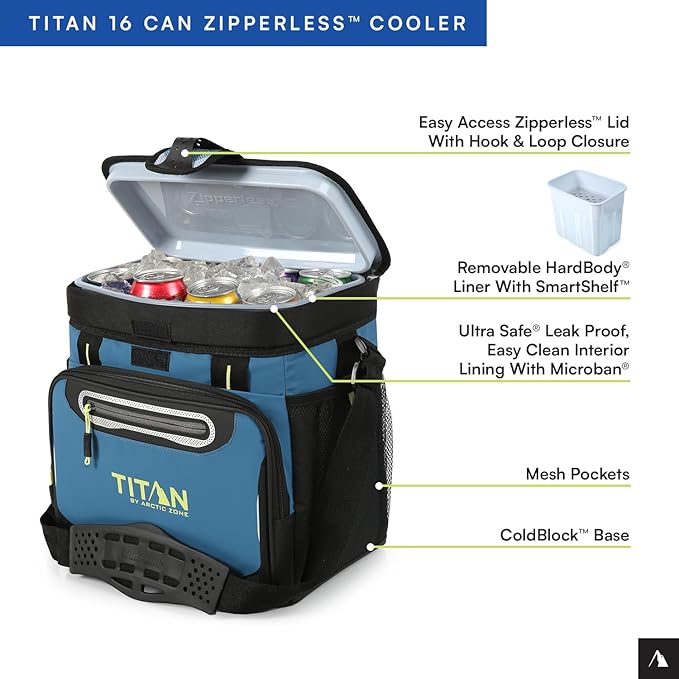 Titan by Arctic Zone Deep Freeze Cooler - Zipperless Hardbody Cooler - Deep Freeze Insulation, HardBody Liner, and SmartShelf