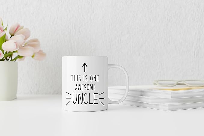 QASHWEY This is One Awesome Uncle Coffee Mugs Mug, Uncle Father's Day Birthday Gifts from Niece Nephew, UncleAppreciation Gifts Double Side Printed Ceramic Mug Cup 11 Ounce