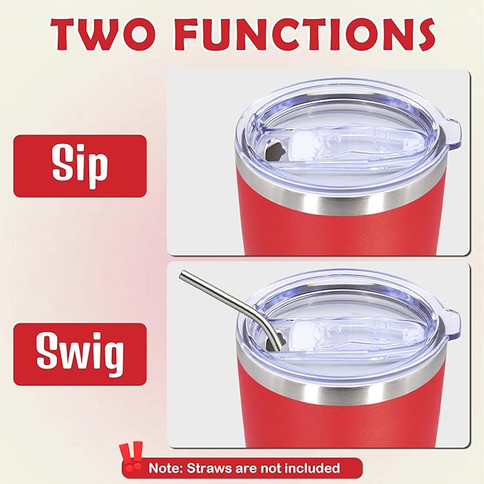 20oz Tumbler Stainless Steel Tumbler Cup with Lid Vacuum Insulated Double Wall Travel Mug, Durable Powder Coated Travel Coffee Tumbler Mug for Hot & Cold Drinks, Red,4 Pack