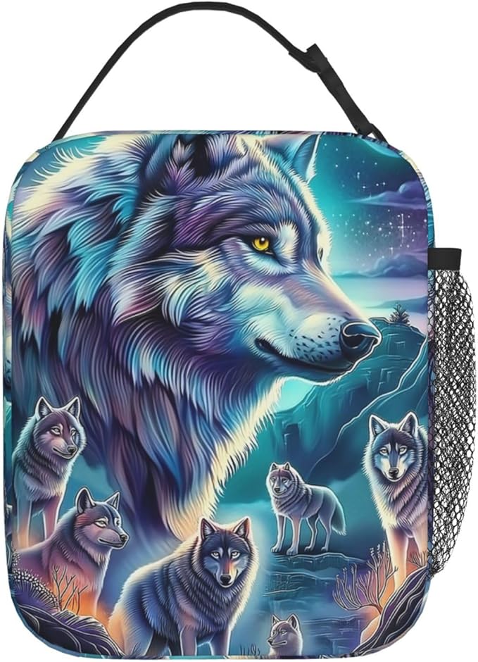 Wolf Lunch Box for Adults Women Girls Boys Kids Animal Lunch Box Insulated Cooler Reusable Lunch Bag Container Gifts for Work Office Picnic Travel School