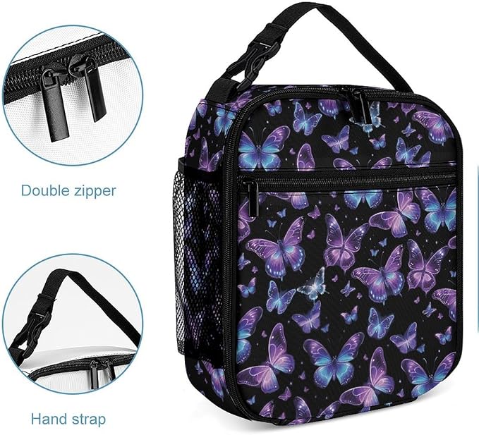 Butterfly Lunch Box 10 Inch Reusable Insulated Butterfly Lunch Bag