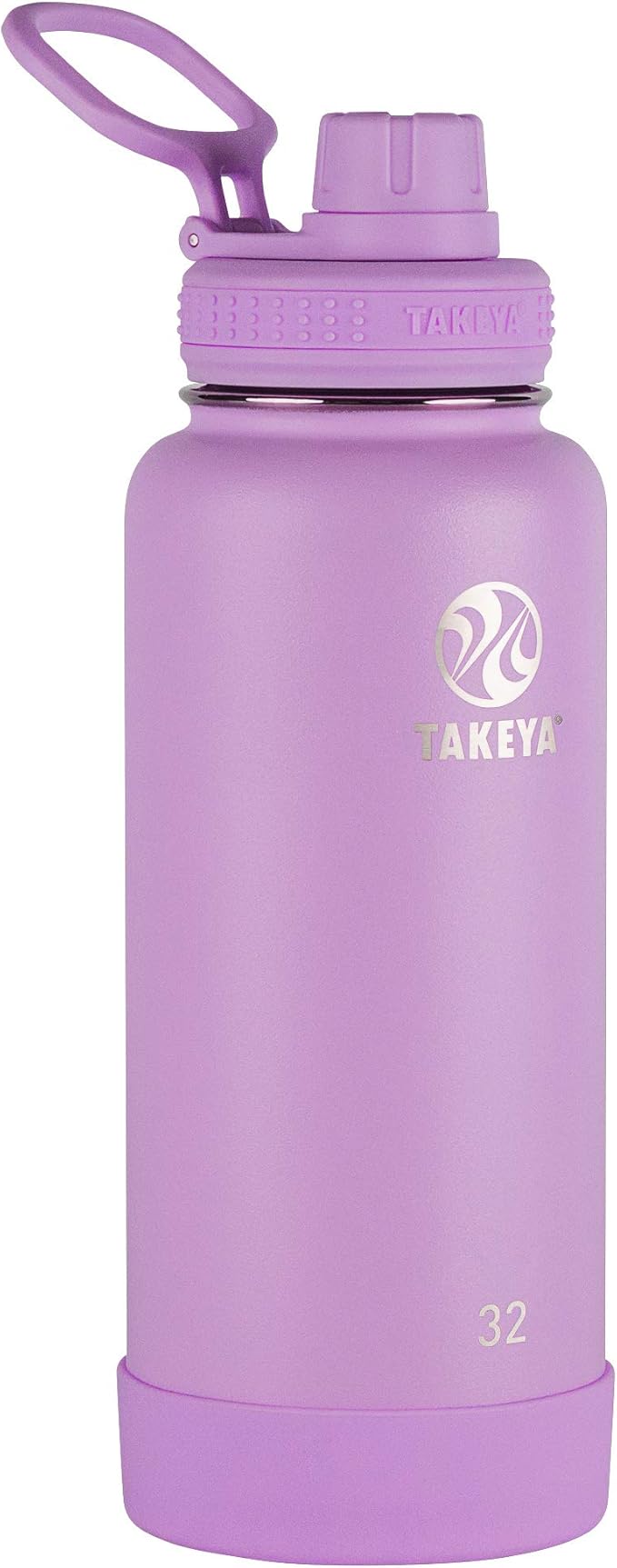 Takeya Actives Water Bottle with Spout Lid - Bottle with Double Stainless Steel Insulation - Dishwasher Safe & BPA-Free - Bottle with Spout Lid & Removable Bumper - 32 oz, Lilac