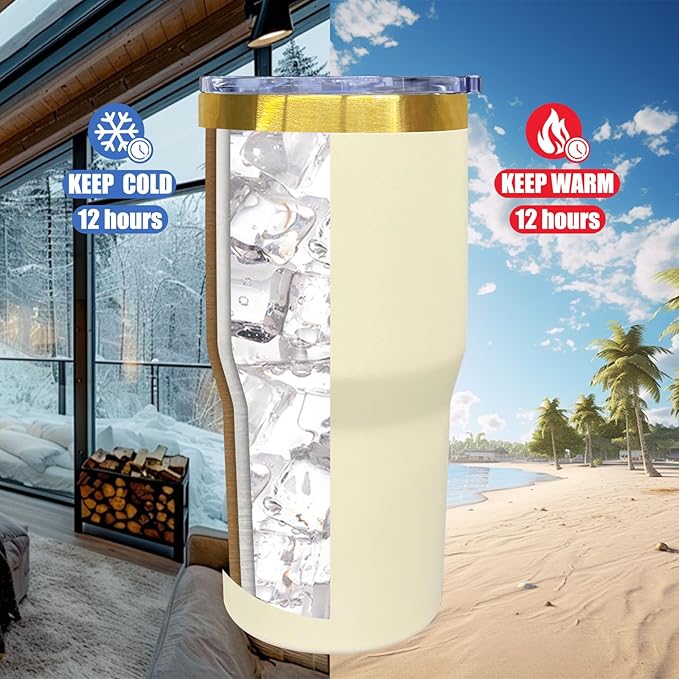 20 oz Tumbler Stainless Steel Tumbler with Lid and Straw, Double Wall Vacuum Insulated Travel Coffee Mug for Laser Engrave, Powder Coated Cups for Hot and Cold Drinks (Cream,1 pack)