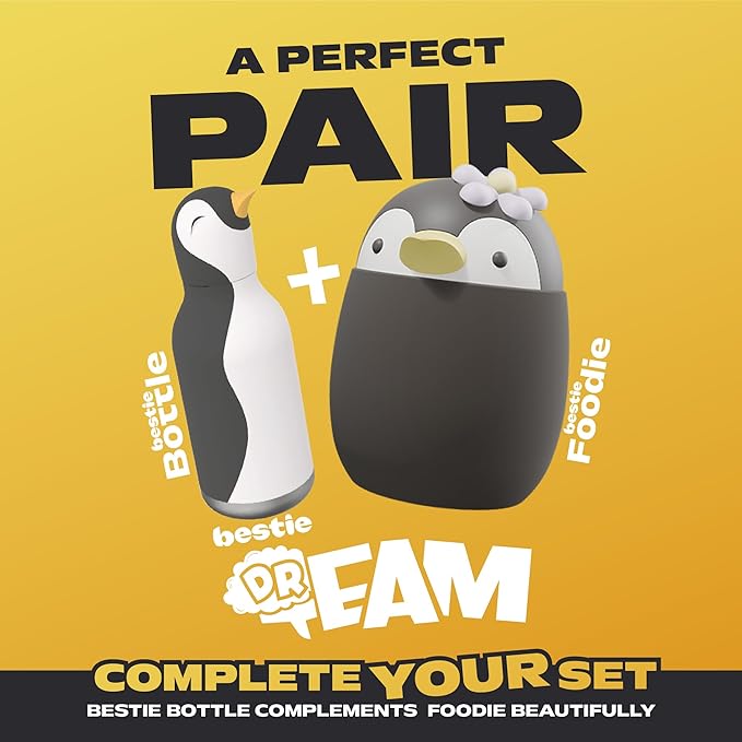 Bestie Foodie Kids Insulated Food Jar – Cute Character Lunch Container for Children, BPA-Free Stainless Steel, Leakproof & Vacuum Sealed, Keeps Food Hot or Cold, Easy to Clean, 16oz