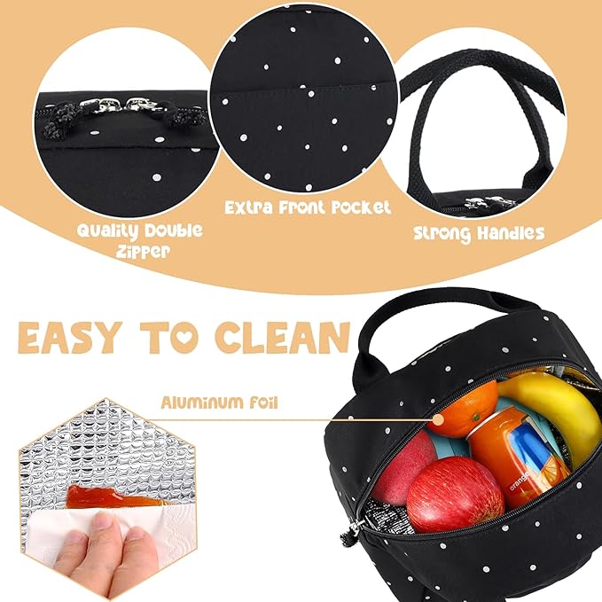 Bluboon Lunch Bag for Women Men Cute Lunch Tote Bags Reusable Insulated Lunch Box Large Capacity Reusable Insulated Cooler for Work Picnic or Travel