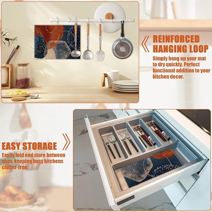 Abstract Stones Art Dish Drying Mat for Kitchen Counter Microfiber Absorbent Dish Kitchen Drying Mat Draining Reusable Washable for Dishes/Utensils/Counterto