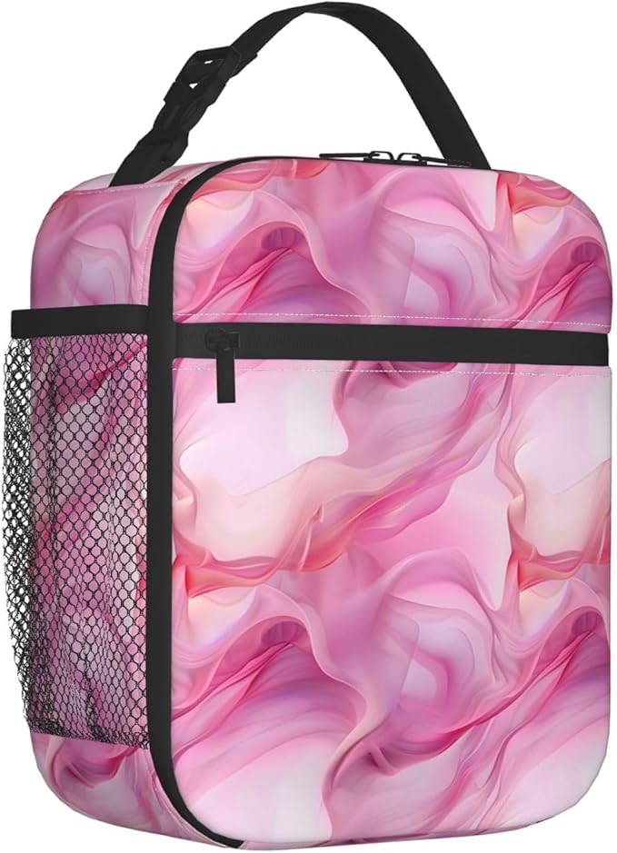 Pink Marble Lunch Box for Women Men, Insulated Lunch Box, Reusable Lunch Bag for Office, Work, Picnic, Travel