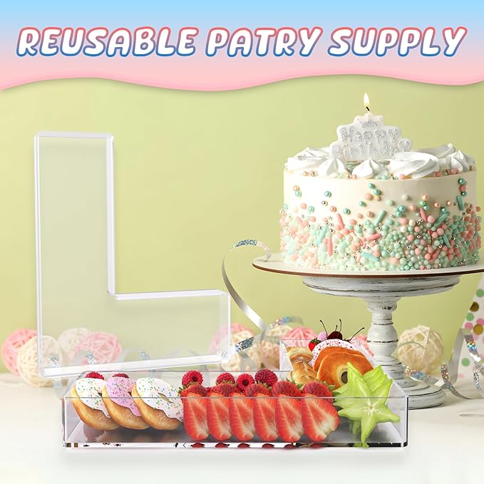 11" Acrylic Letter Charcuterie Box, Reusable Fillable Alphabet Number Shaped Form Tray for Birthday Anniversaries, Party Decorative Serving Plates Display Candy Cake (L)