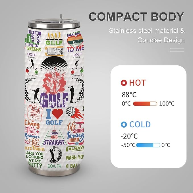 Golf Tumbler Cup With Lid - Travel Mug, Birthday Gifts for Golf Lovers, Stainless Steel Vacuum Coffee Cup for Women Men, 17 Oz