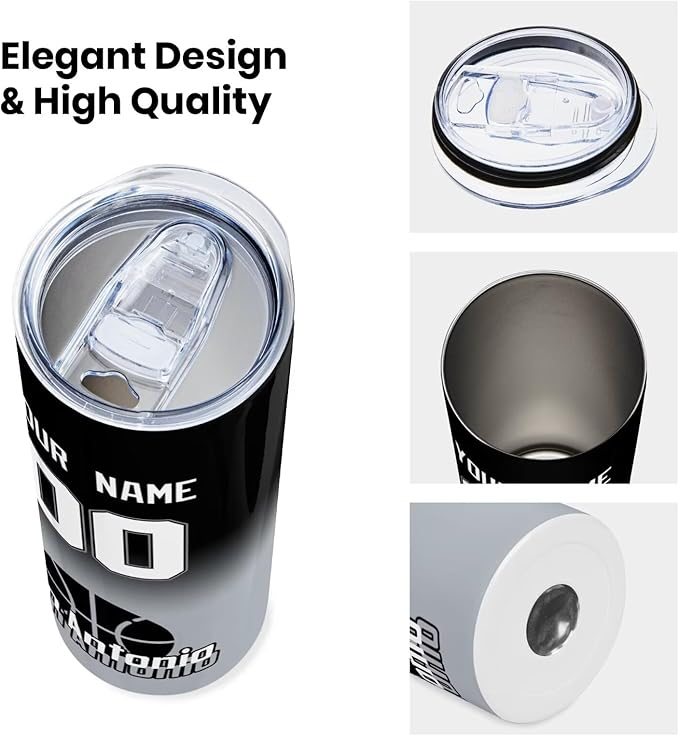 Custom Tumblers Stainless Steel Cup Personalized Basketball Insulation Travel Mug Add Your Name Number 20 oz Fans Gift for Men Women