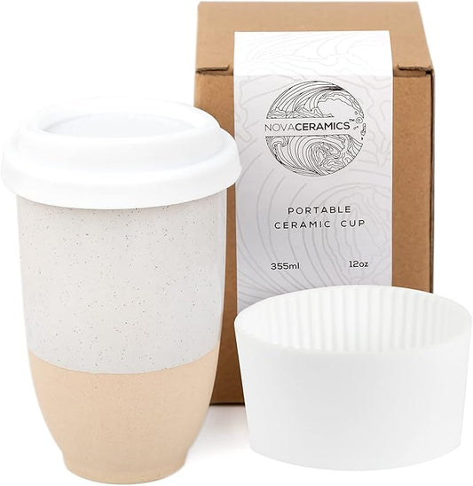 Travel Mugs - Reusable Coffee Cup – Cute Coffee Mugs Travel Coffee Tumbler – Microwave & Dishwasher Safe To Go Coffee Mug- Gifts For Women Men Him Her – 12oz - Dune