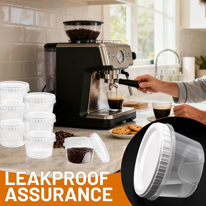 10 Pack 16oz Reusable Small Plastic Containers with Screw Lids, Small Food Storage Freezer Containers, Deli Containers Stackable Food Storage Jars, Sauce Condiment Jars Lunch Box Accessories