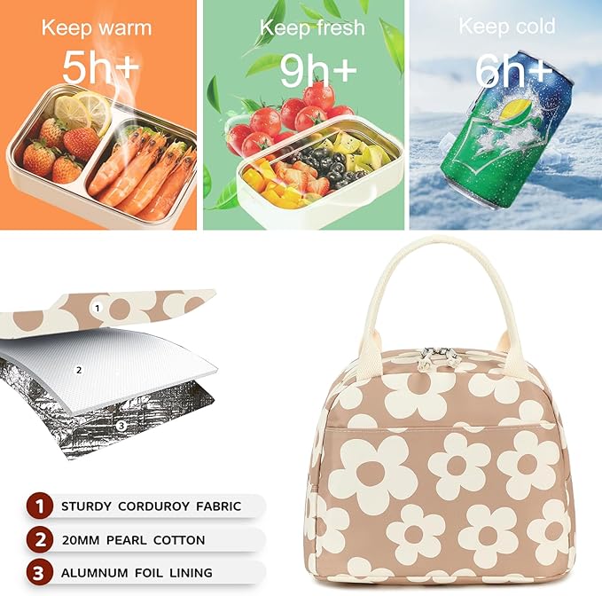 Bluboon Lunch Box for Women Cute Lunch Bag Reusable Insulated Lunch Bags Large Capacity Lunchbox Cooler for Work Picnic or Travel