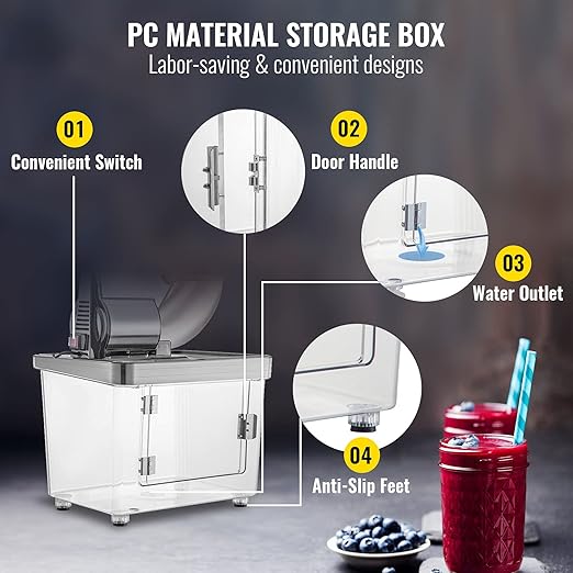 VEVOR 110V Commercial Ice Crusher 661LBS/H, ETL Approved 300W Electric Snow Cone Machine with Dual Blades, Stainless Steel Shaved Ice Machine with Safety On/Off Switch for Family, Restaurants, Bars