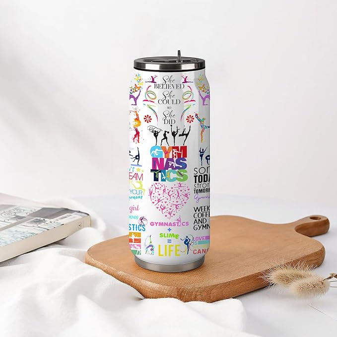 Gymnastics Tumbler Cup With Lid - Birthday Gift for Gymnastics Lovers - Stainless Steel Vacuum Coffee Mug for Women and Girls - 17 Oz